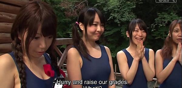  Japanese schoolgirls in swimsuits CFNM handjob harem